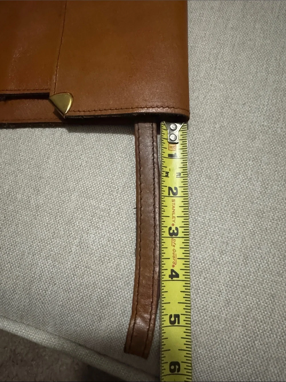 Vintage Leather Envelope Style Clutch with Hidden Wristlet Strap-Metal Corners